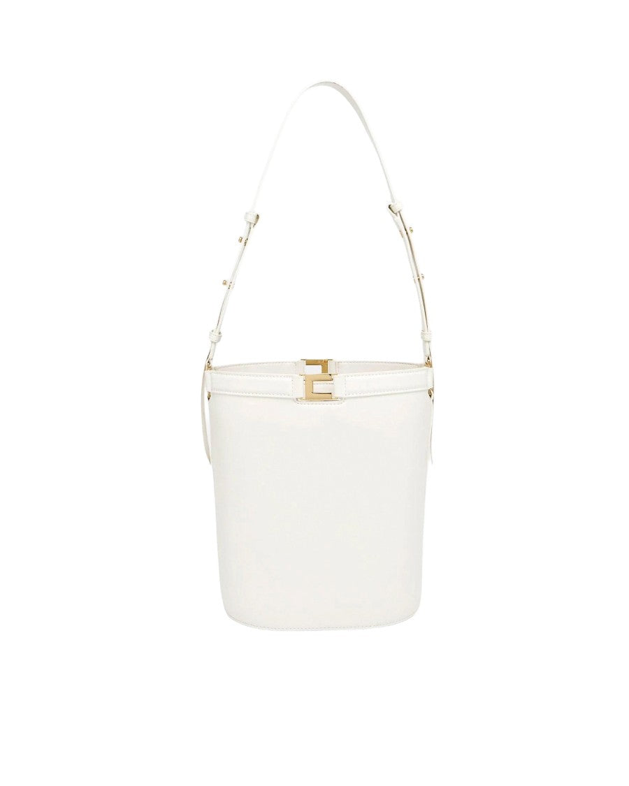 Elisabetta Franchi Structured Bucket Bag With Naplak Texture And Logo Detail