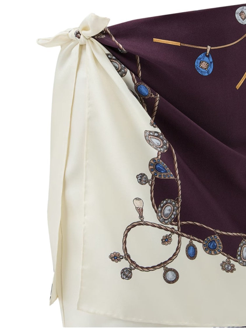 Versace Printed Silk Twill Mini Skirt With Side Bow Detail