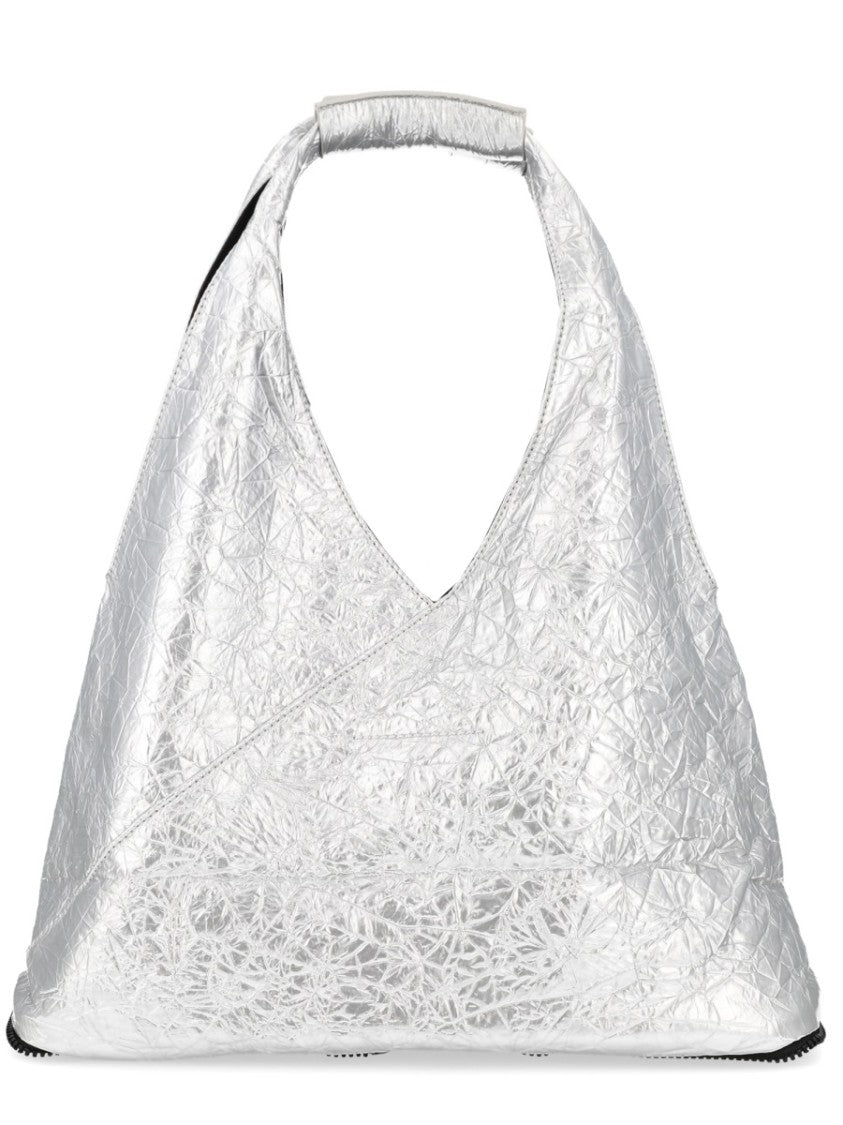 Mm6 By Maison Margiela Silver Japanese Crinkled Triangular Shoulder Bag