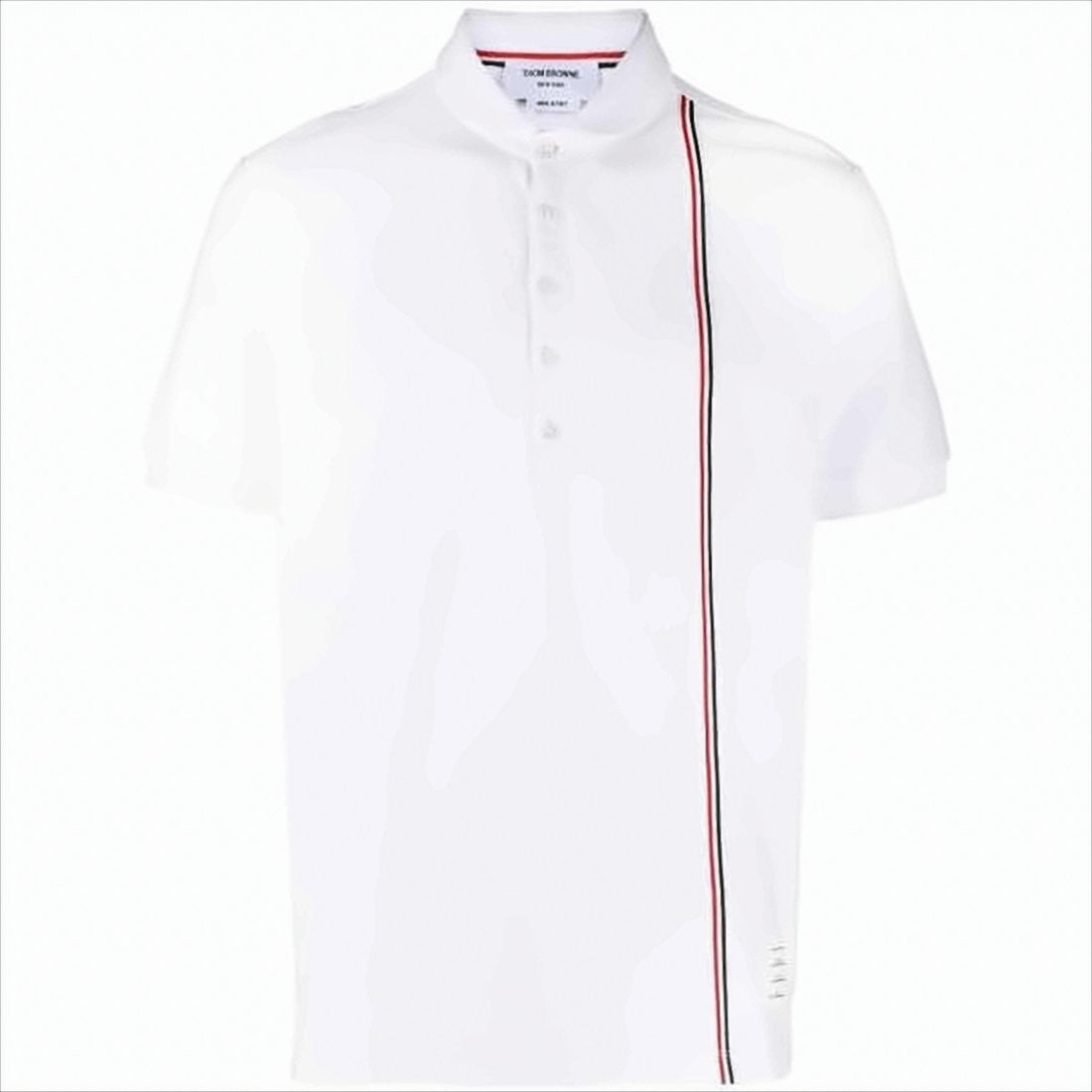 Thom Browne Short-Sleeve Polo Shirt With Vertical Stripe Detail