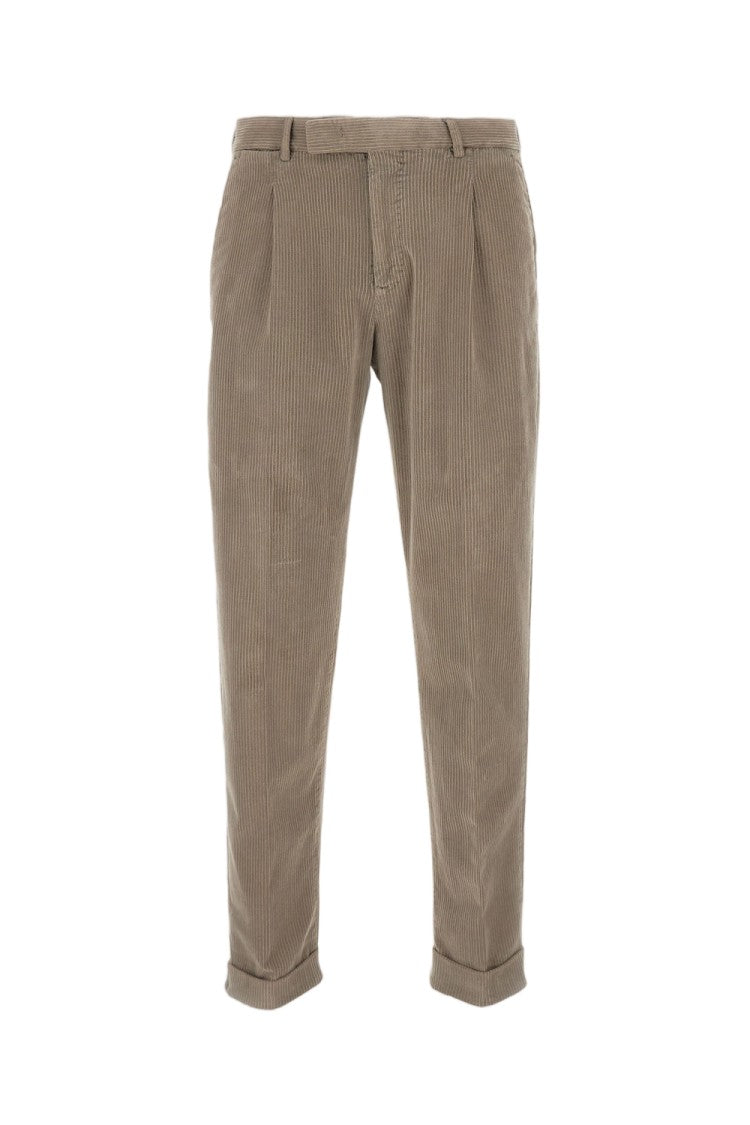 Pt01 Wide Ribbed Velvet Trousers With Tailored Pleats And Flap Pockets