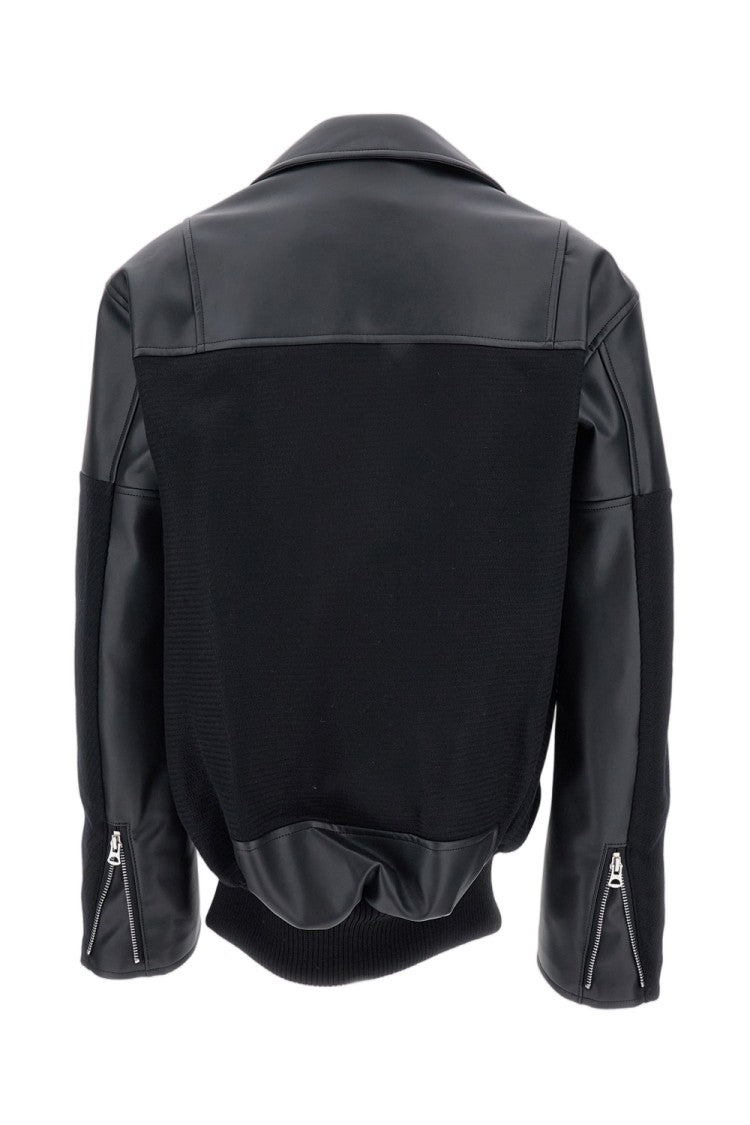 Junya Watanabe Contrast Panel Faux Leather Jacket With Exposed Zip Closure