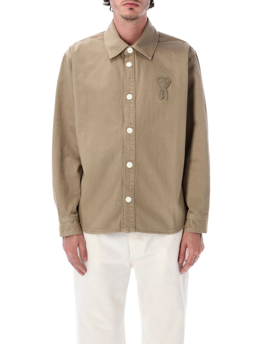 Ami Paris Relaxed Fit Denim Curved Hem Overshirt