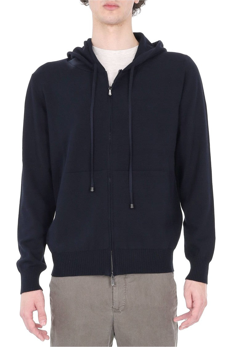 Drumohr Blue Full-Zip Cotton Sweater
