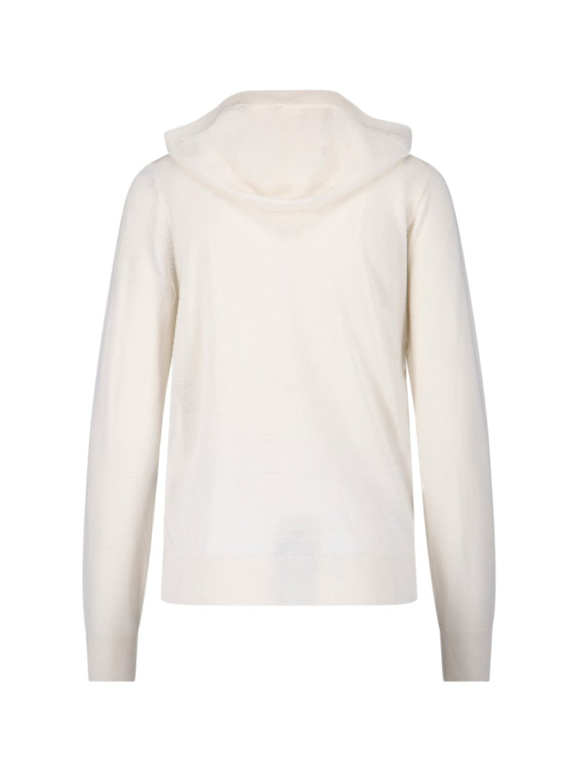 Parosh Minimalist White Sweater With Ribbed Hem