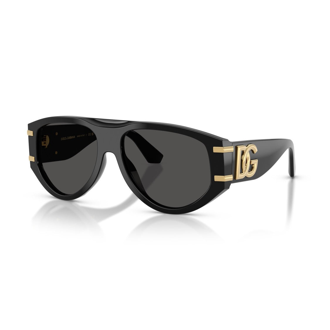 Dolce & Gabbana 0Dg4499 Bold Black Oversized Aviator Sunglasses With Gold Accents
