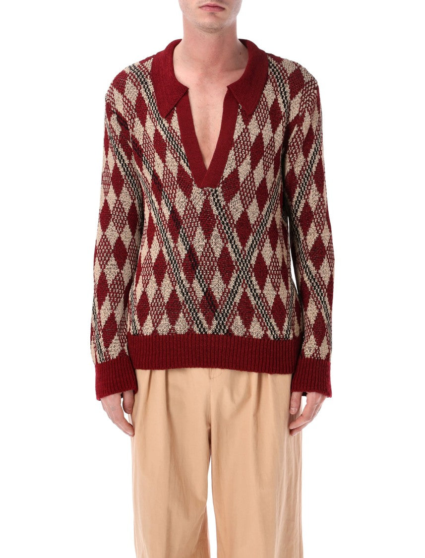 Dries Van Noten Macramé Polo Sweater