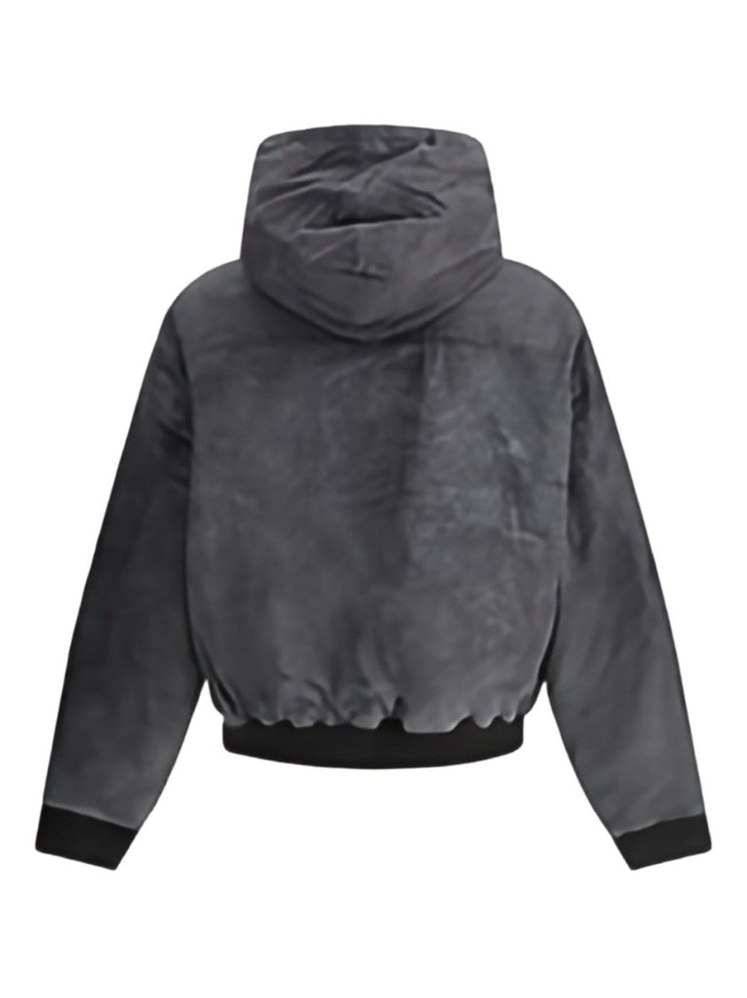 Represent Cropped Hooded Bomber Jacket With Subtle Logo Detail
