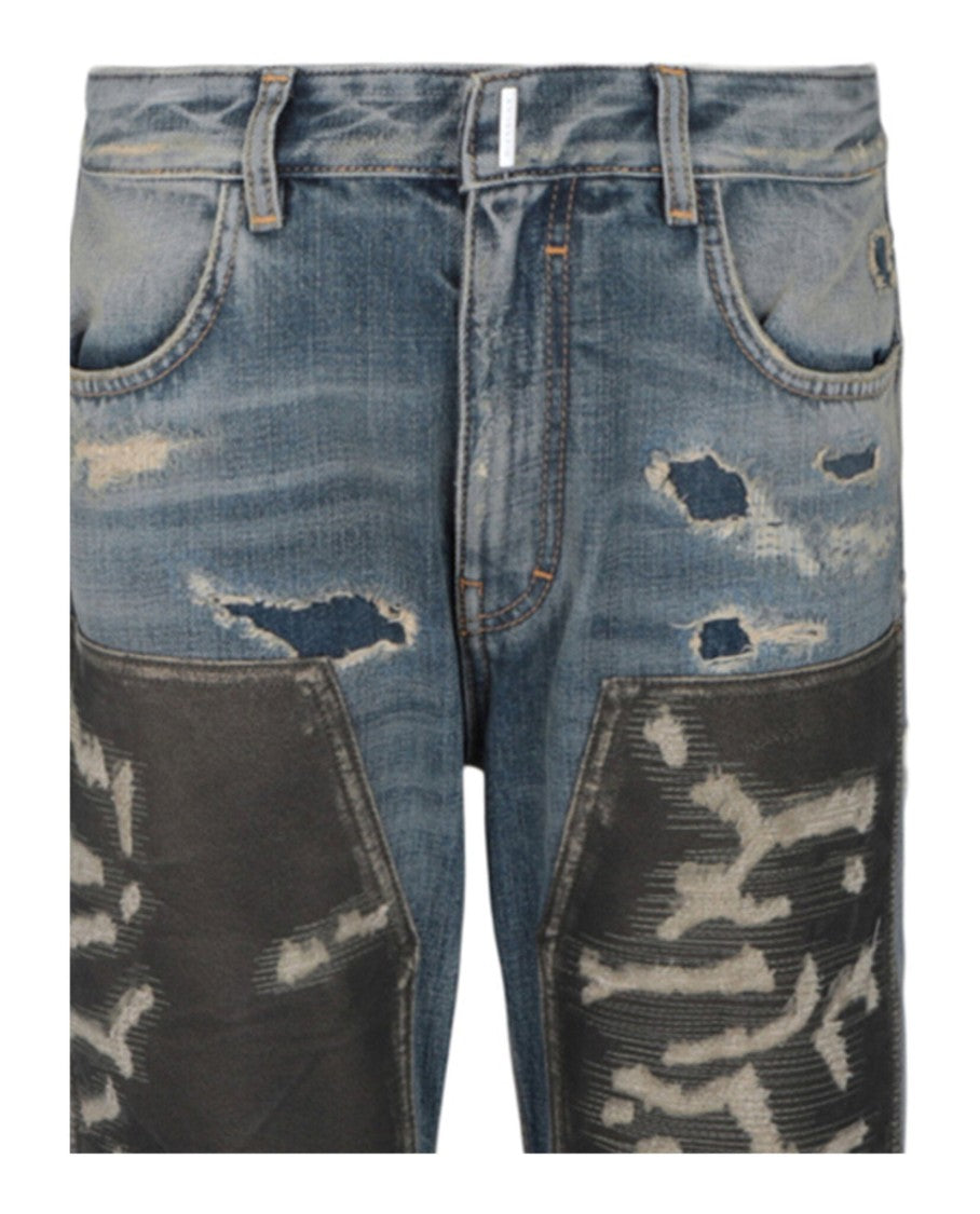 Givenchy Distressed Patchwork Straight-Leg Jeans