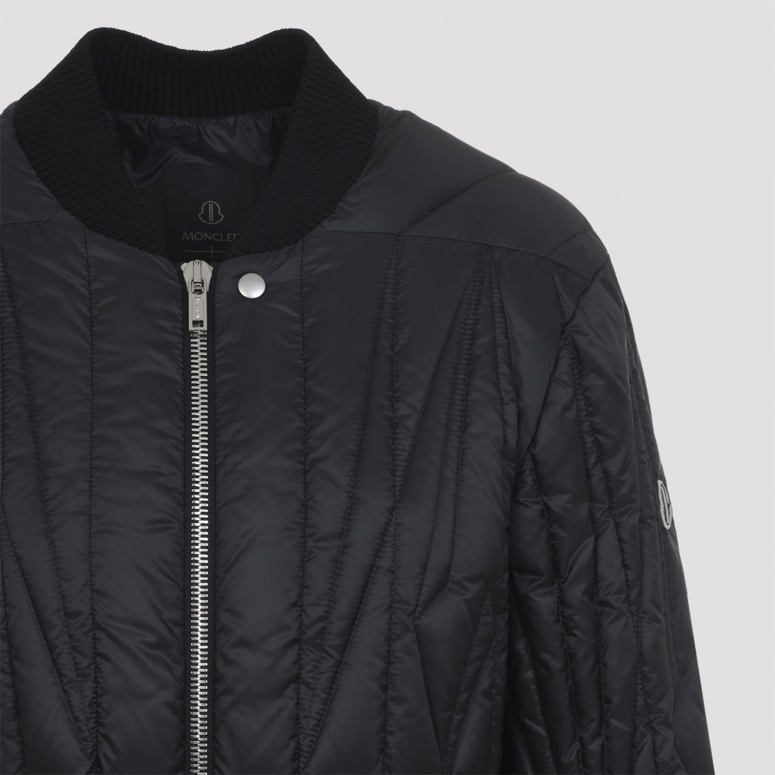 Moncler X Rick Owens Geometric Quilted Flight Jacket With Rib Knit Details