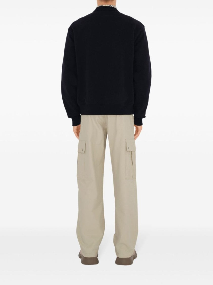 Burberry Black Cotton Blend Logo Print Sweatshirt