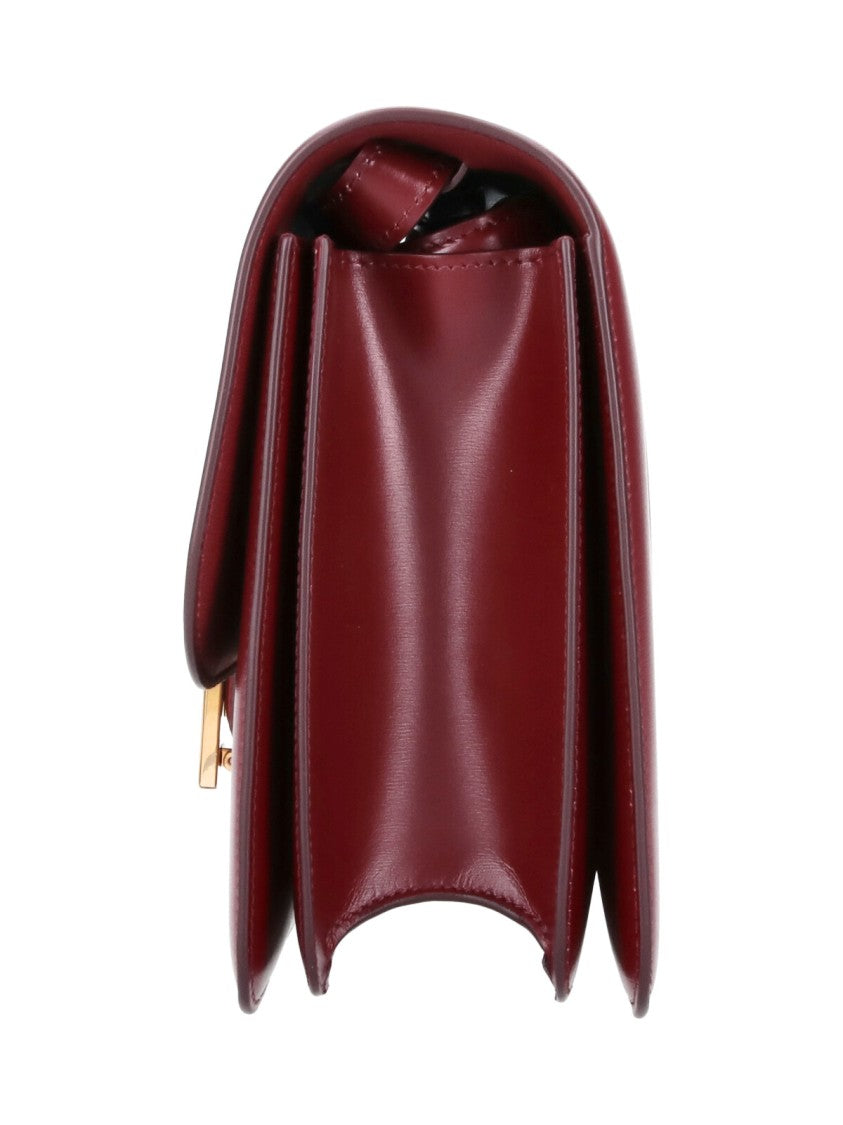 Khaite Burgundy Blake Gold-Closure Leather Shoulder Bag