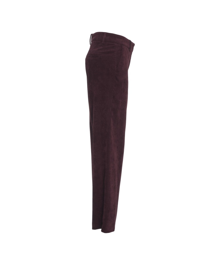 Cambio Wide-Leg Corduroy Trousers With High Waist And Side Pockets