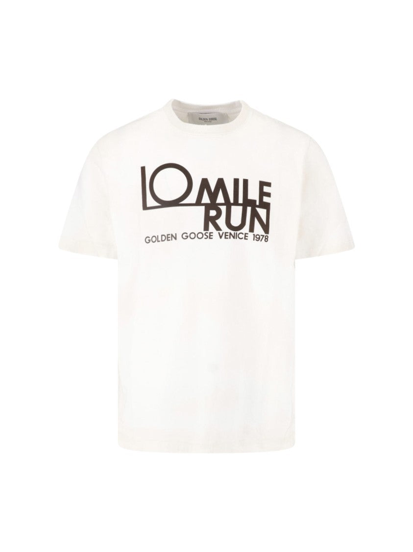 Golden Goose White 10 Mile Run Cotton T-Shirt