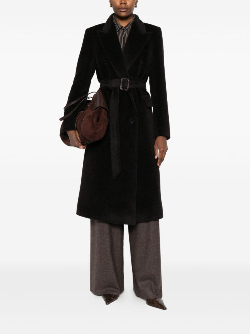 Tagliatore Double-Breasted Brown Alpaca-Wool Coat