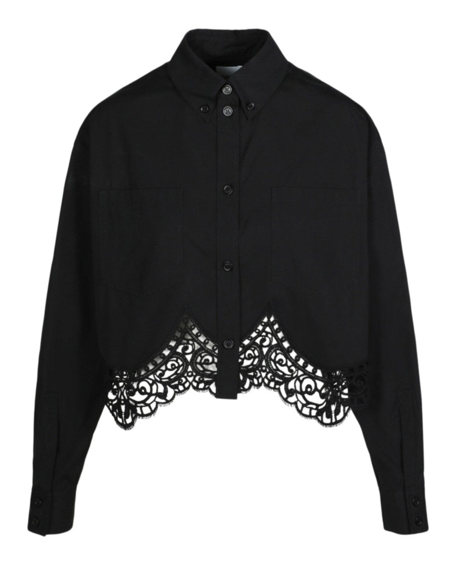 Burberry Cropped Lace Hem Blouse