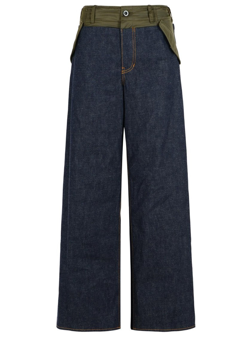 Sacai Wide-Leg Denim Jeans With Contrast Nylon Inserts