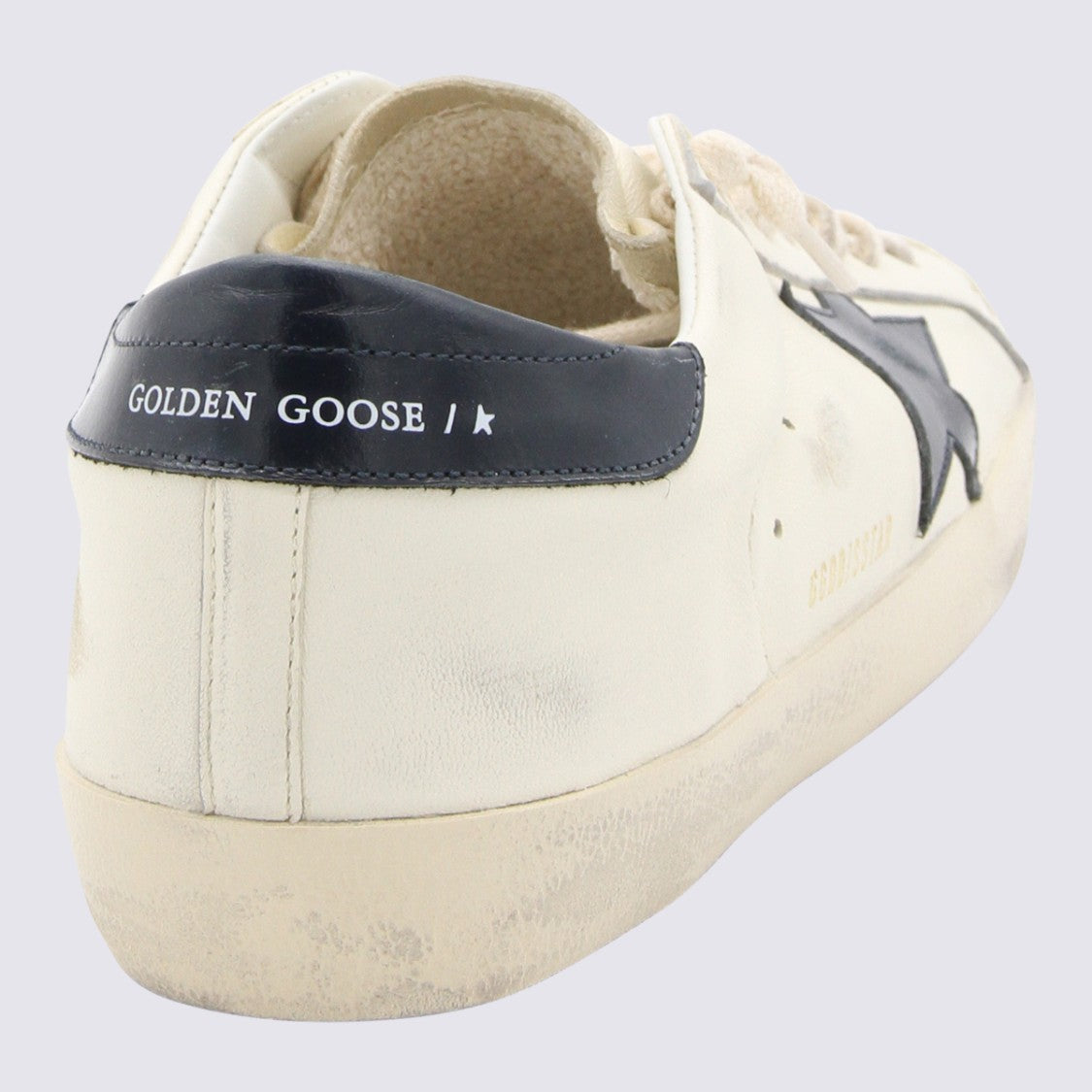 Golden Goose White And Black Leather Sneakers