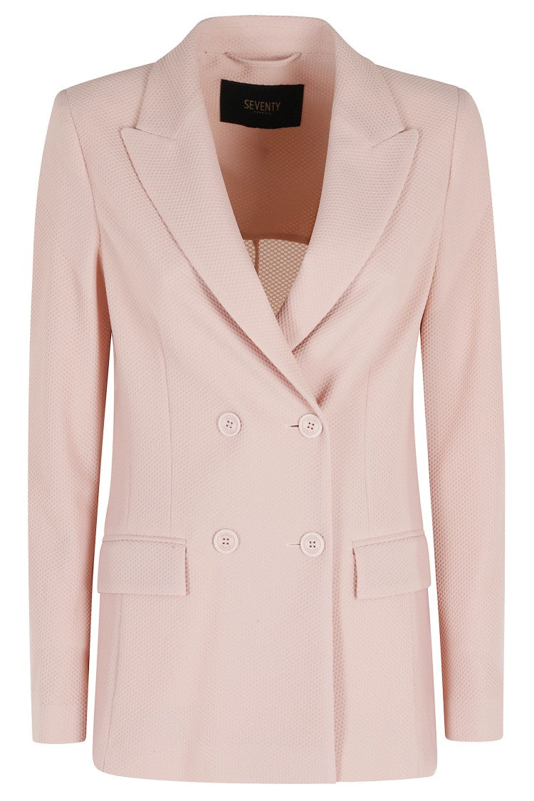 Seventy Pink Technical Mesh Double-Breasted Polyamide Blazer