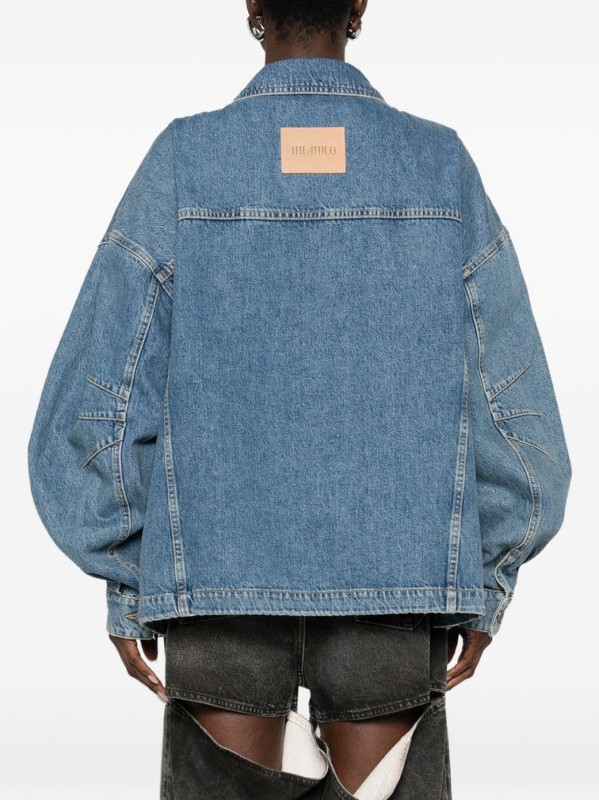 The Attico Boxy Oversized Denim Jacket With Curved Pockets