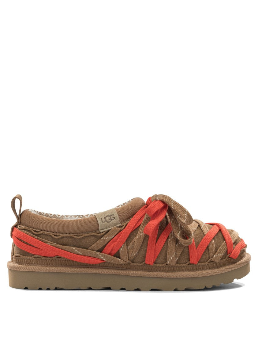 Ugg Open Woven Suede Loafers With Textured Rubber Sole