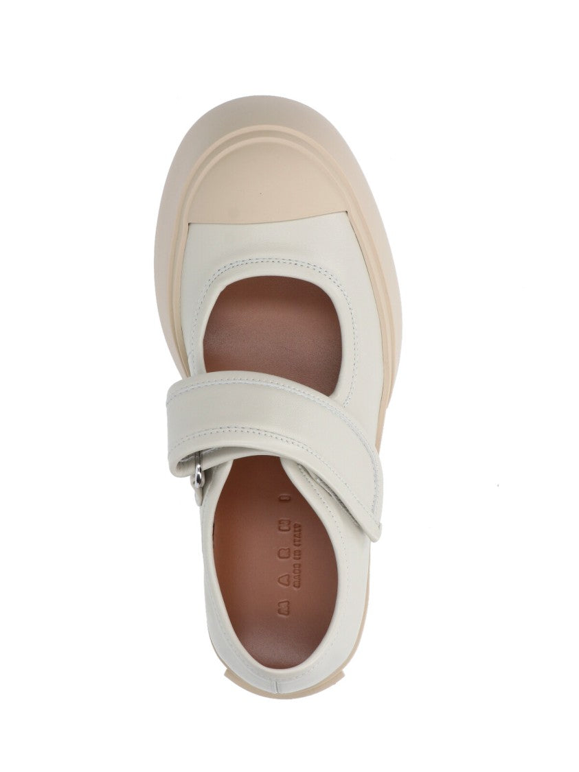 Marni Beige Calfskin Mary Jane Sneakers