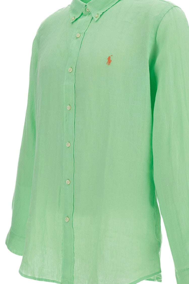 Polo Ralph Lauren Lime Linen Custom-Fit Shirt With Embroidered Logo