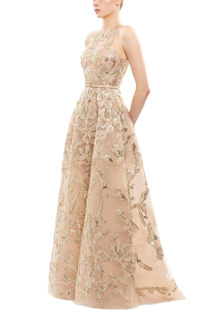 Saiid Kobeisy Embroidered Tulle Long Dress