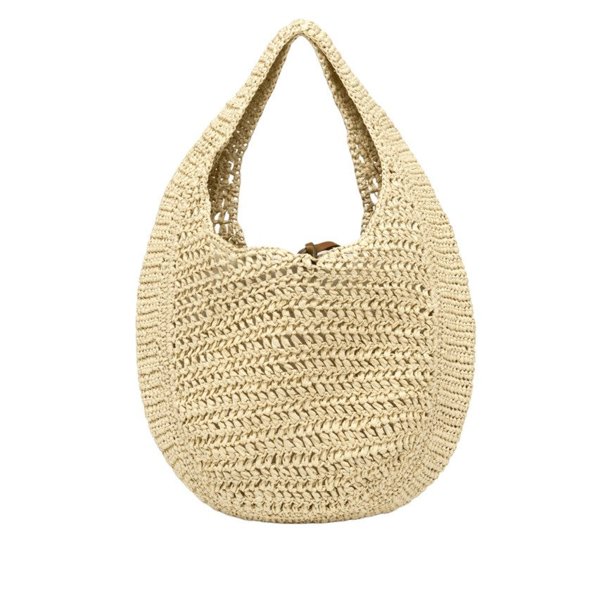 Gianni Chiarini Crochet Straw Hobo Bag