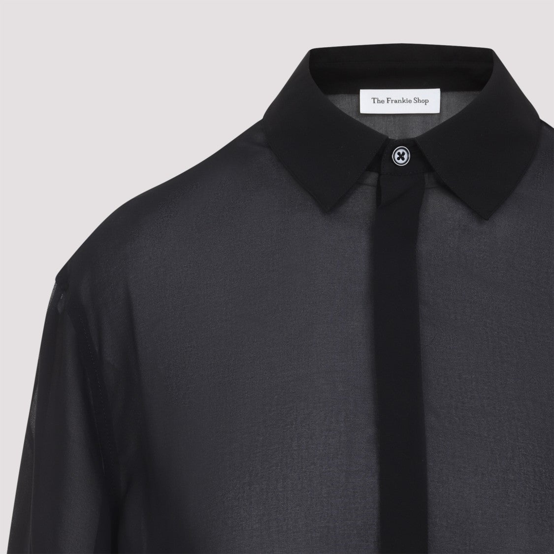 The Frankie Shop Black Verlin Sheer Chiffon Tie Cuff Shirt