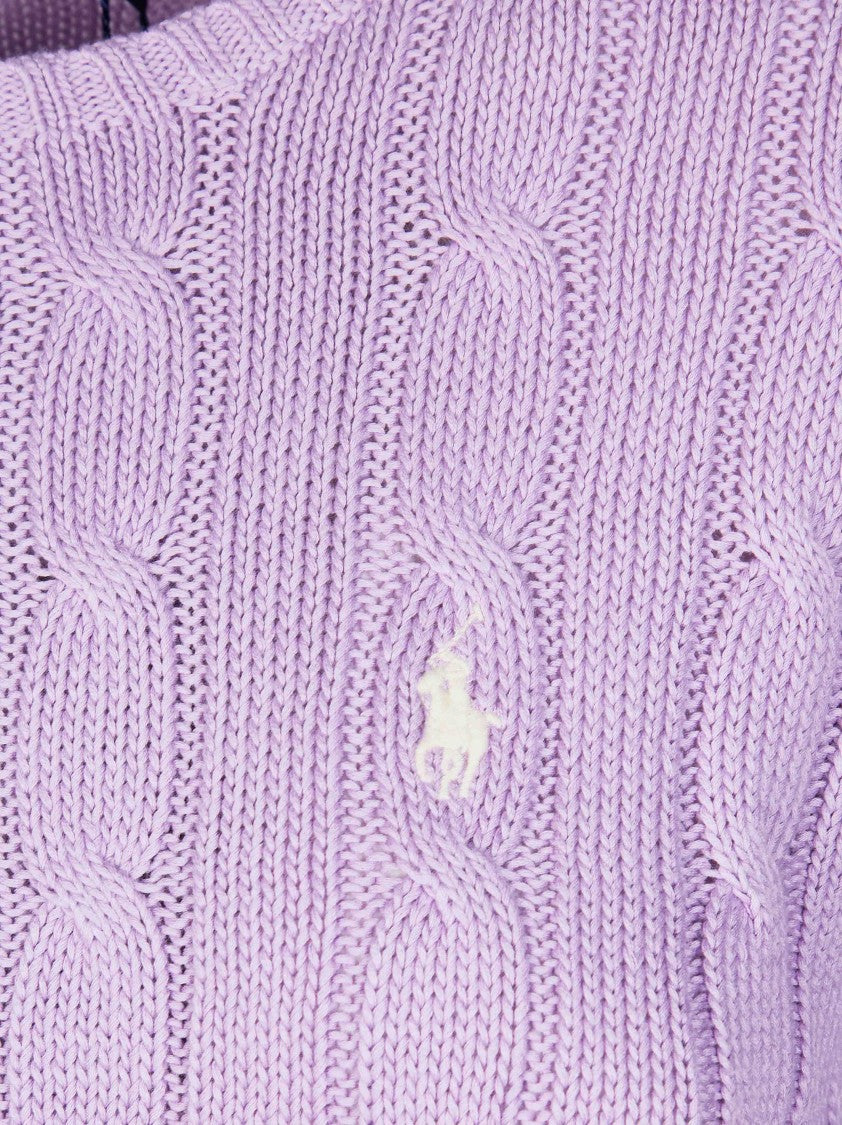 Polo Ralph Lauren Purple Treccia Cable Knit Crewneck Sweater