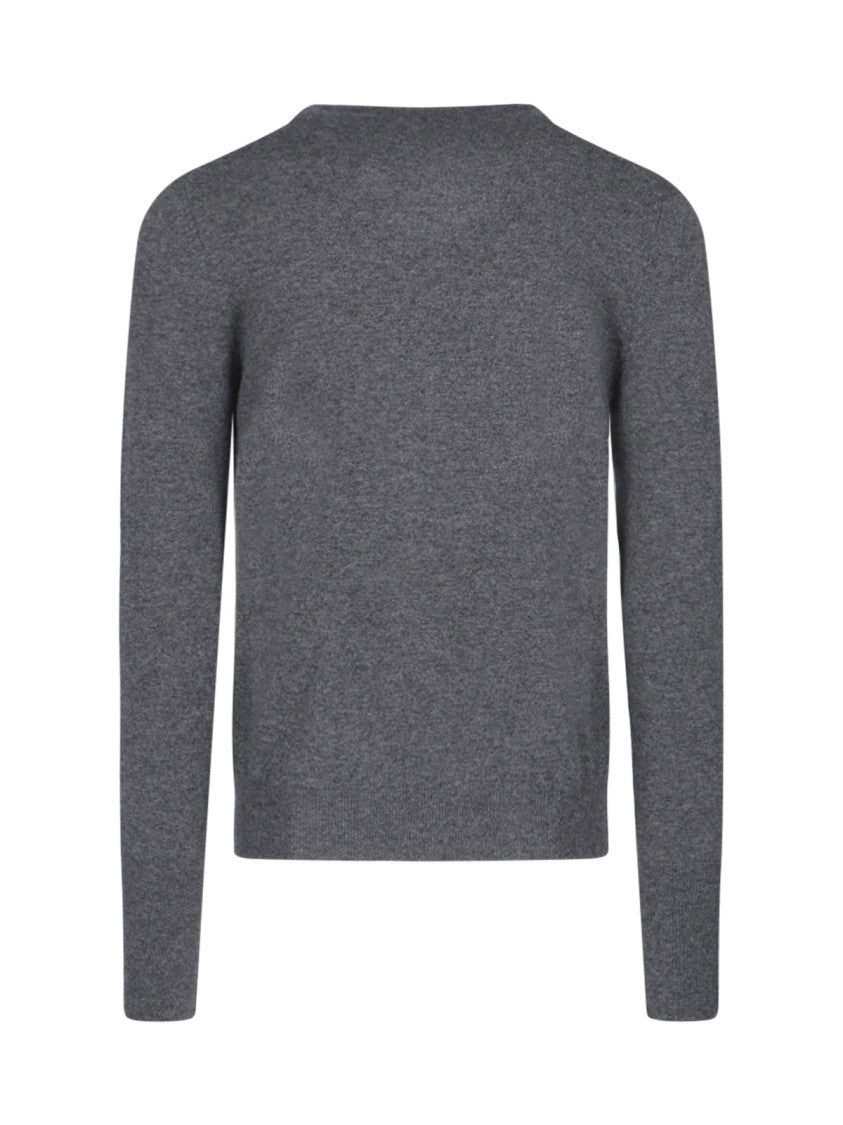 Ballantyne Grey Cashmere V-Neck Sweater