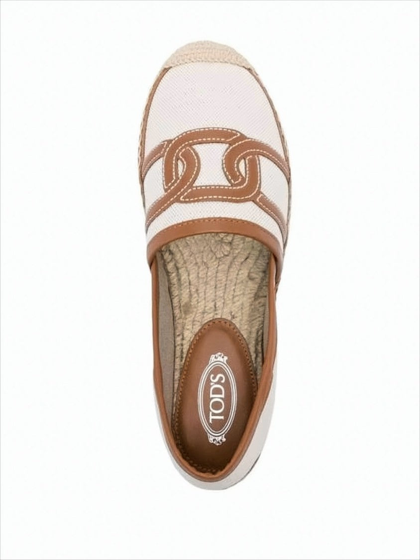 Tod's Canvas And Leather Slip-On Loafers With Jute Sole