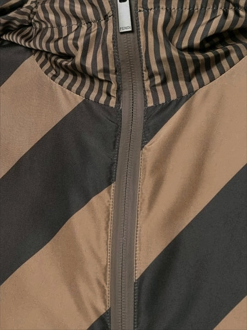 Fendi Cropped Jacket With Bold Diagonal Stripe Pattern