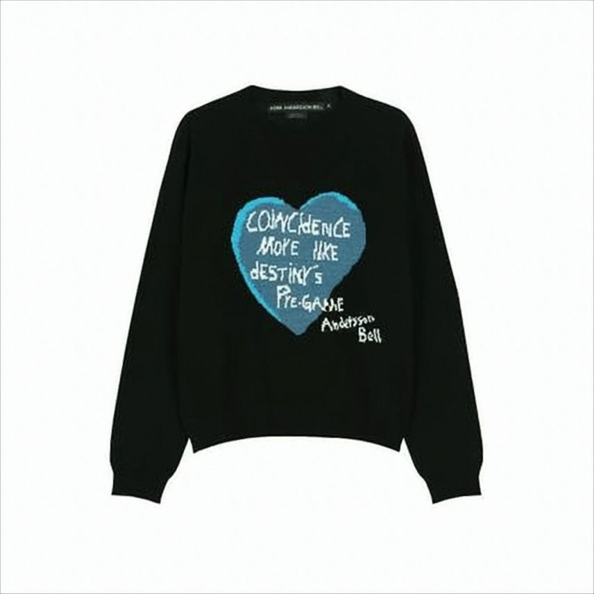 Andersson Bell Black Sweater With Large Blue Heart Graphic