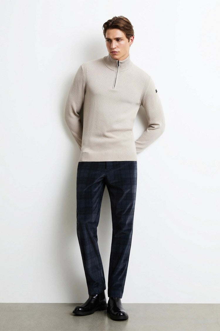 Rrd Light Grey Half-Zip Ribbed-Knit Sweater