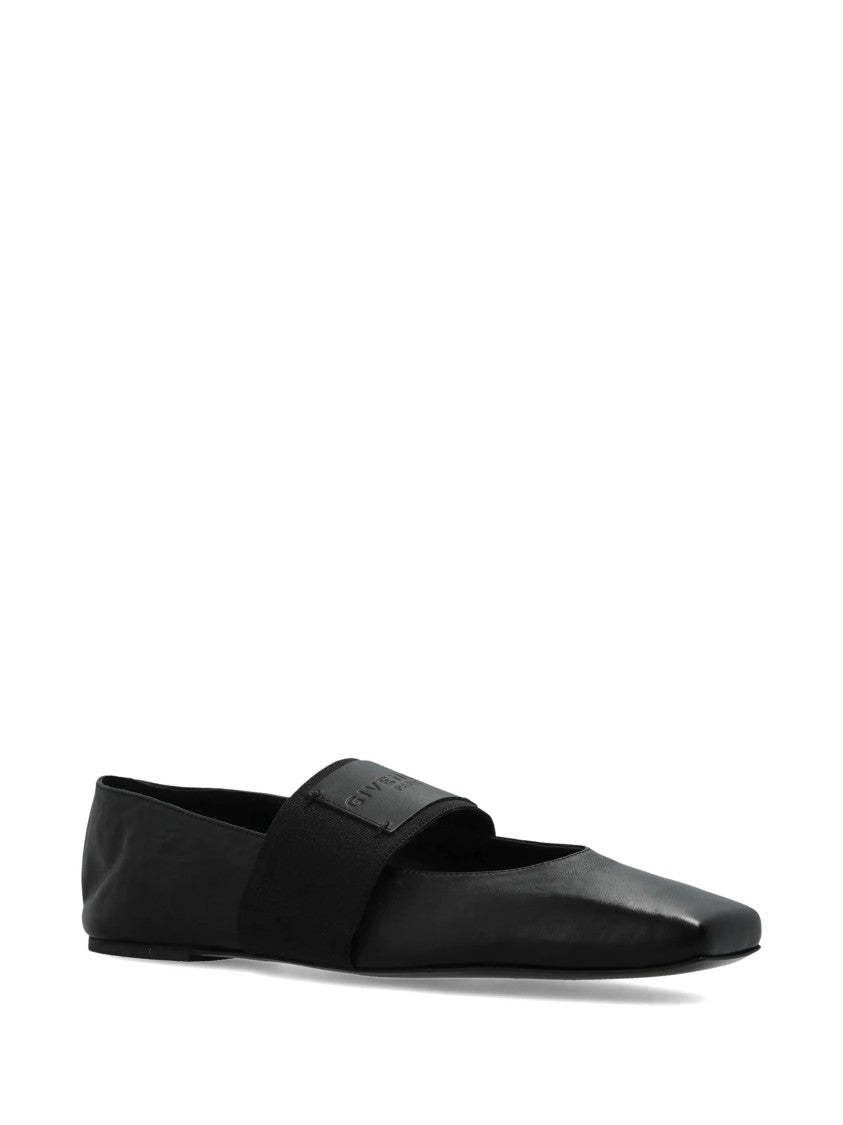 Givenchy Sliced Square Pointed Black Ballerina Flats