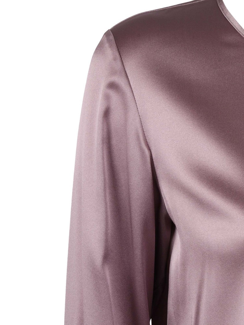 Max Mara Silk Blouse With Round Neckline And Long Sleeves