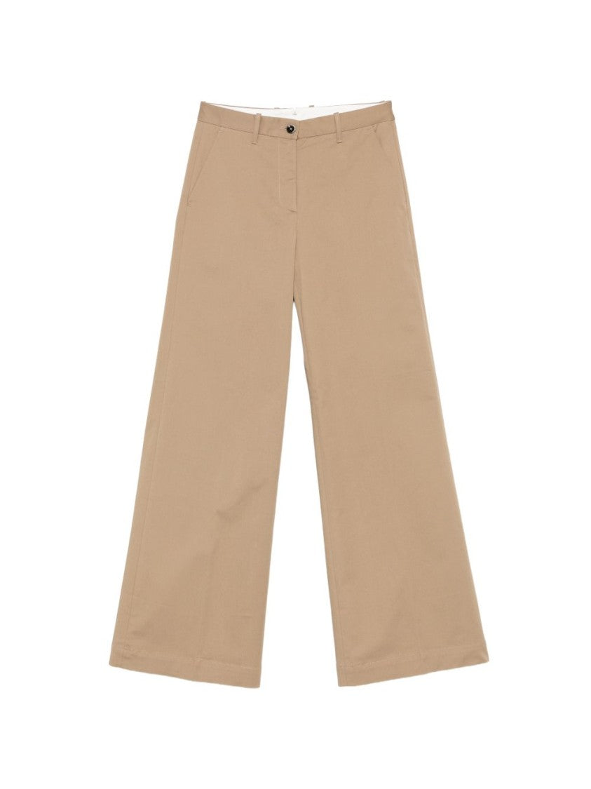 Nine In The Morning Taupe Straight-Leg Pants With Button Fastening And Belt Loops