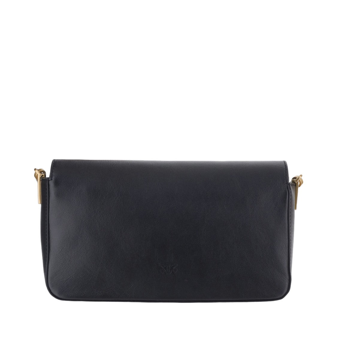 Pinko Black Leather Gold-Tone Logo Cross-Body Bag