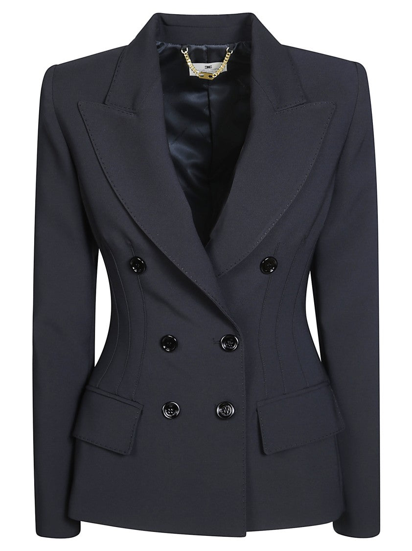 Elisabetta Franchi Chain Detail Double-Breasted Tailored Blazer
