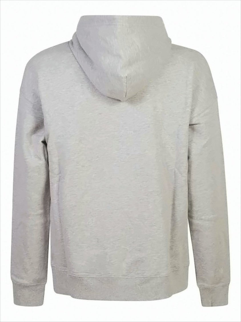 Diesel Light Grey Heathered Hoodie With Embroidery