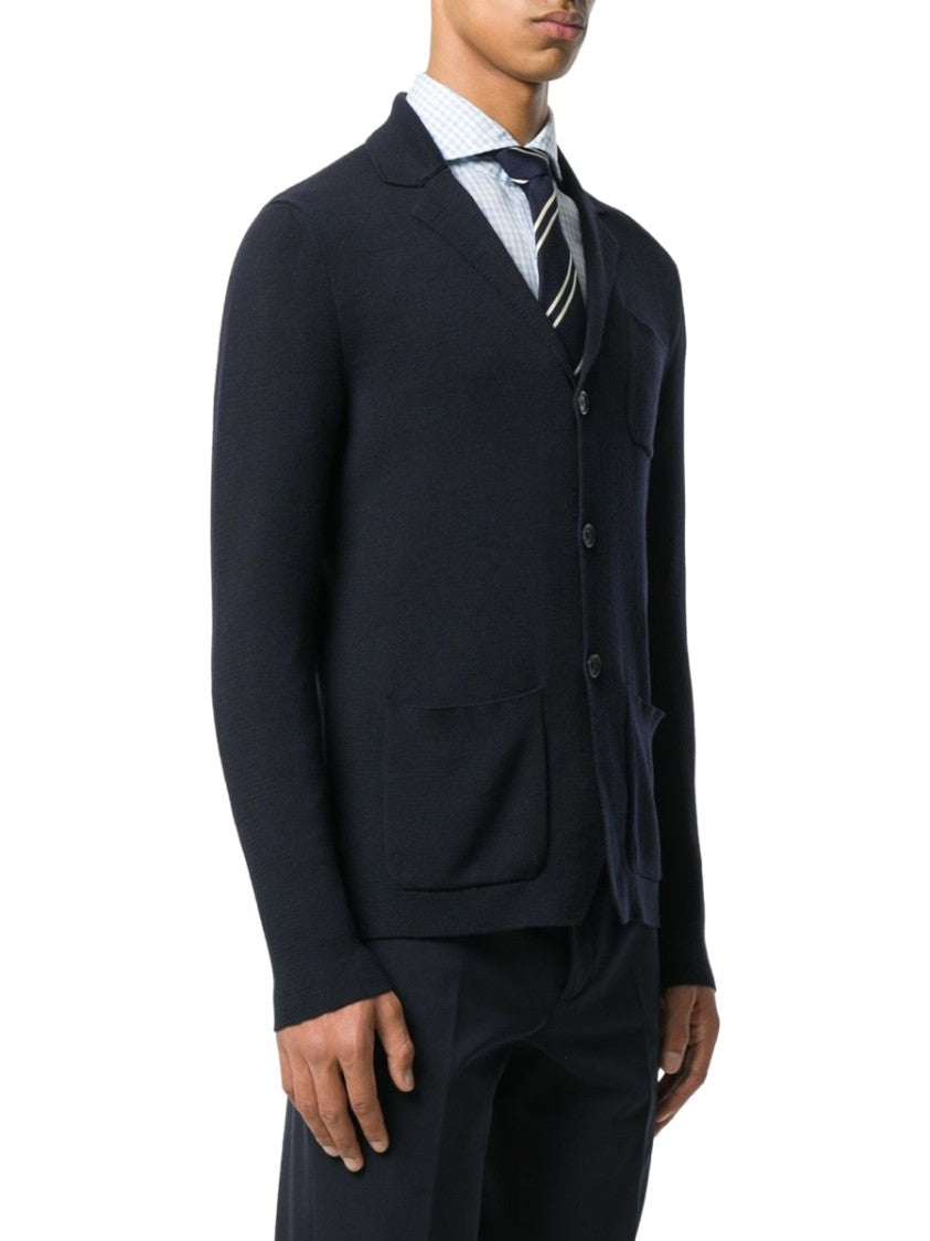 Drumohr Navy Blue Knit Wool Blazer