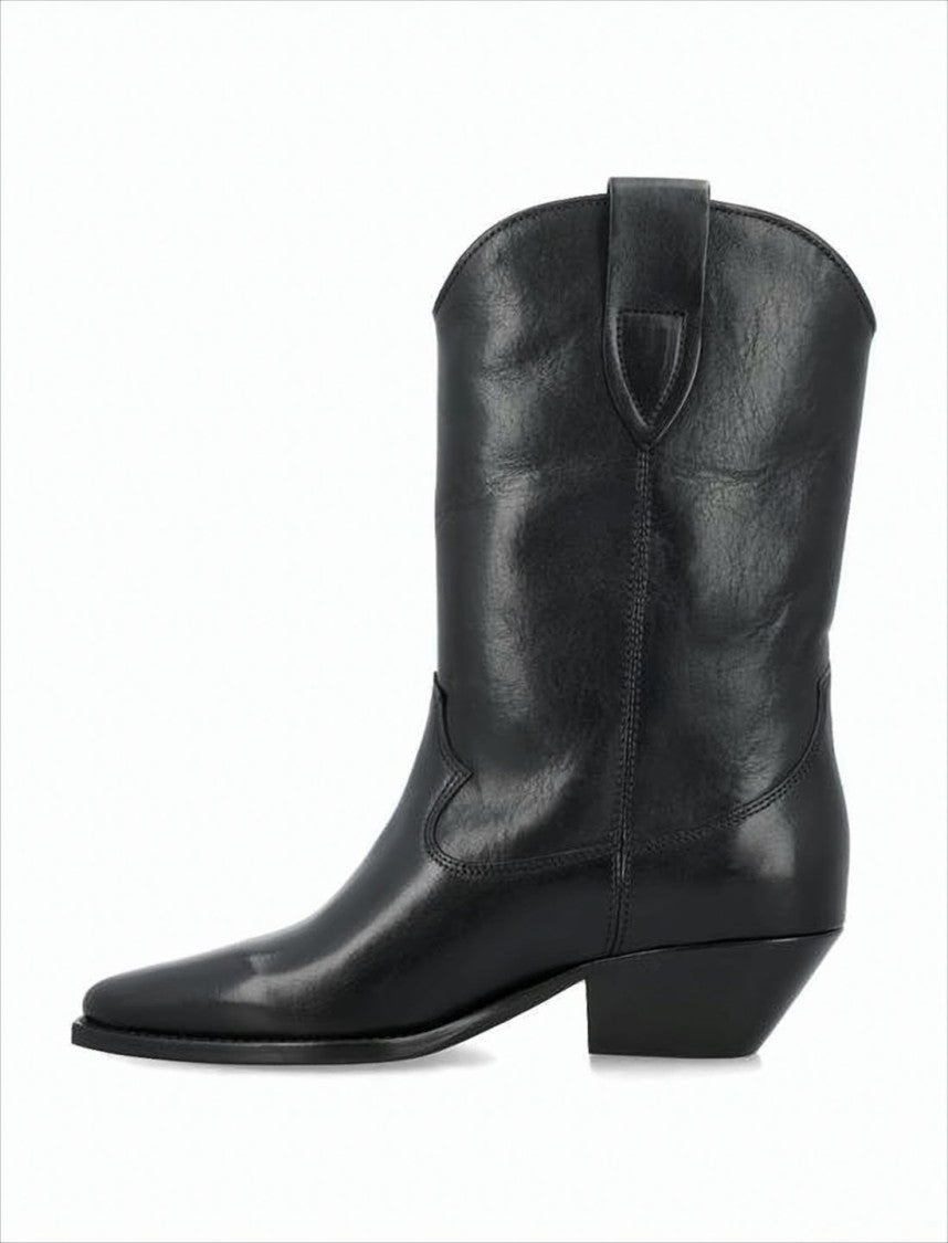 Isabel Marant Mid-Calf Slouched Leather Boots With Pointed Toe