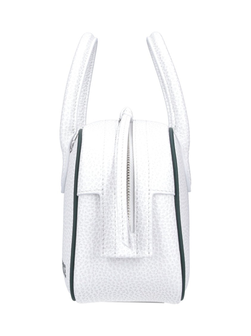Lacoste White Rectangular Textured Leather Logo Bag
