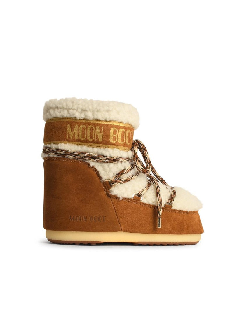 Moon Boot Beige Shearling Suede Icon Padding Boot