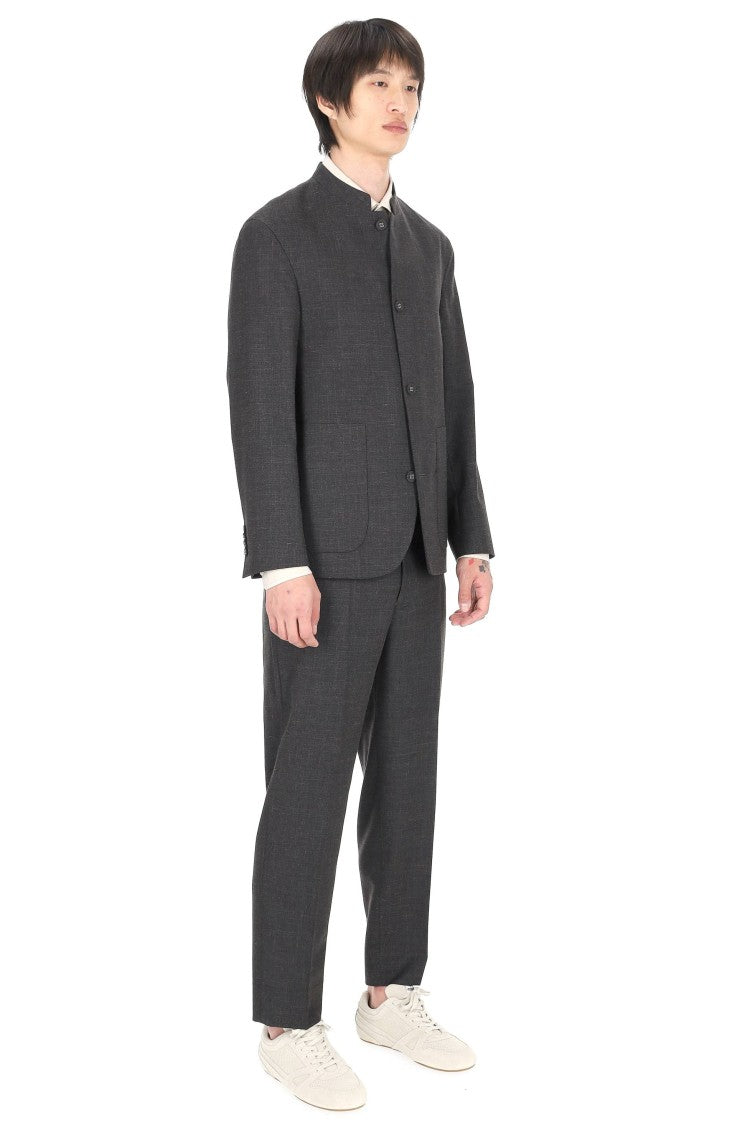 Officine Generale Meryl Wool-Silk-Linen Band Collar Jacket
