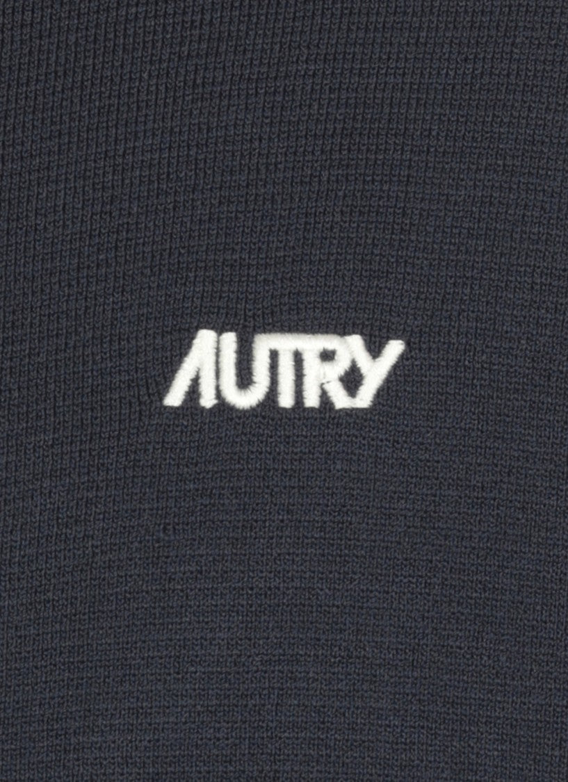 Autry High Neck Blue Viscose Sweatshirt