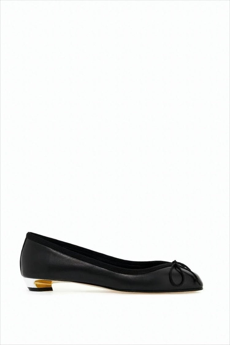 Alexander Mcqueen Black Sheepskin Flats With Bow Detail
