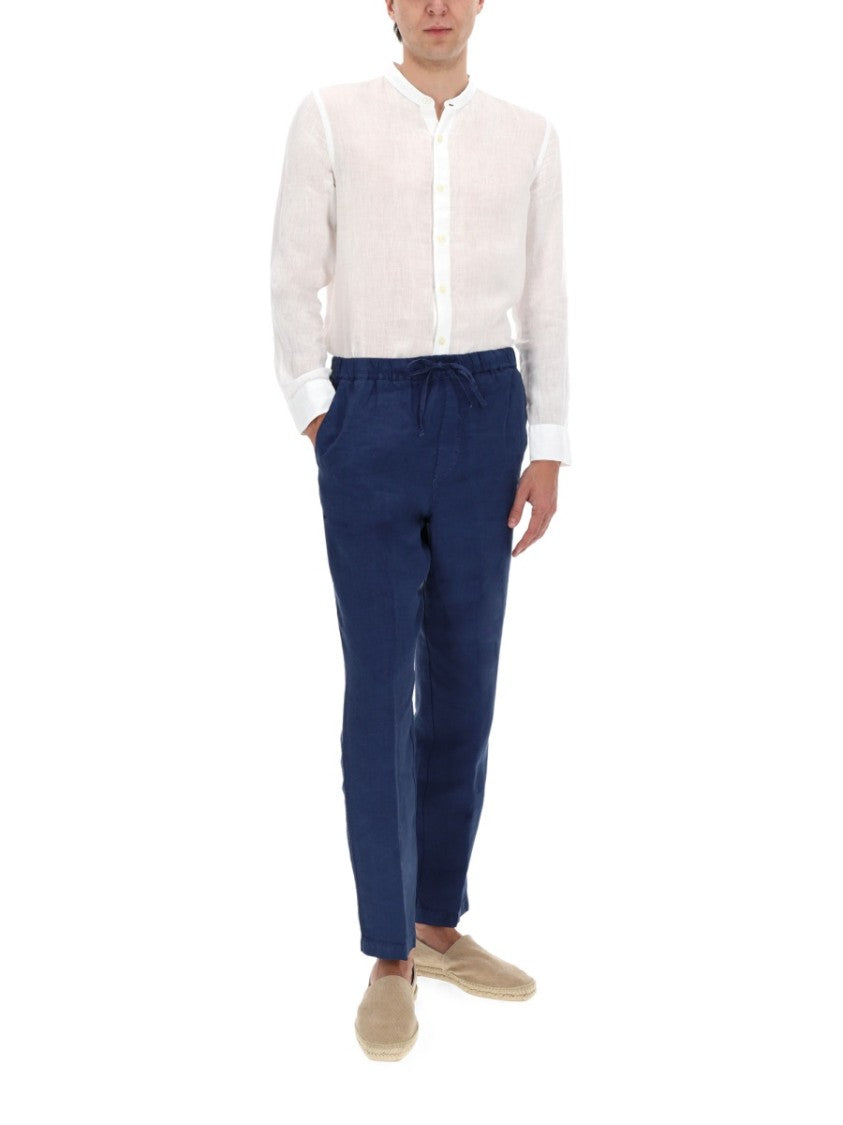 120% Lino White Mandarin Collar Linen Casual Shirt